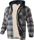 Heavy Thick Flannel Plaid Jacket Sherpa Fleece Lined Hood - Warm Coats