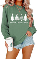 Women's Holiday Sweatshirt with Festive Tree Print for Cheerful Style