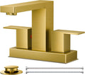 FORIOUS 2 Hole Gold Bathroom Sink Faucet with Metal Drain
