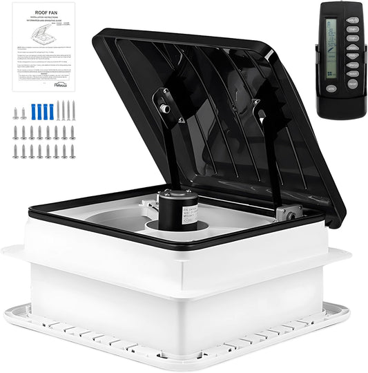14 RV Roof Vent Fan with LED Light and Remote Control Features