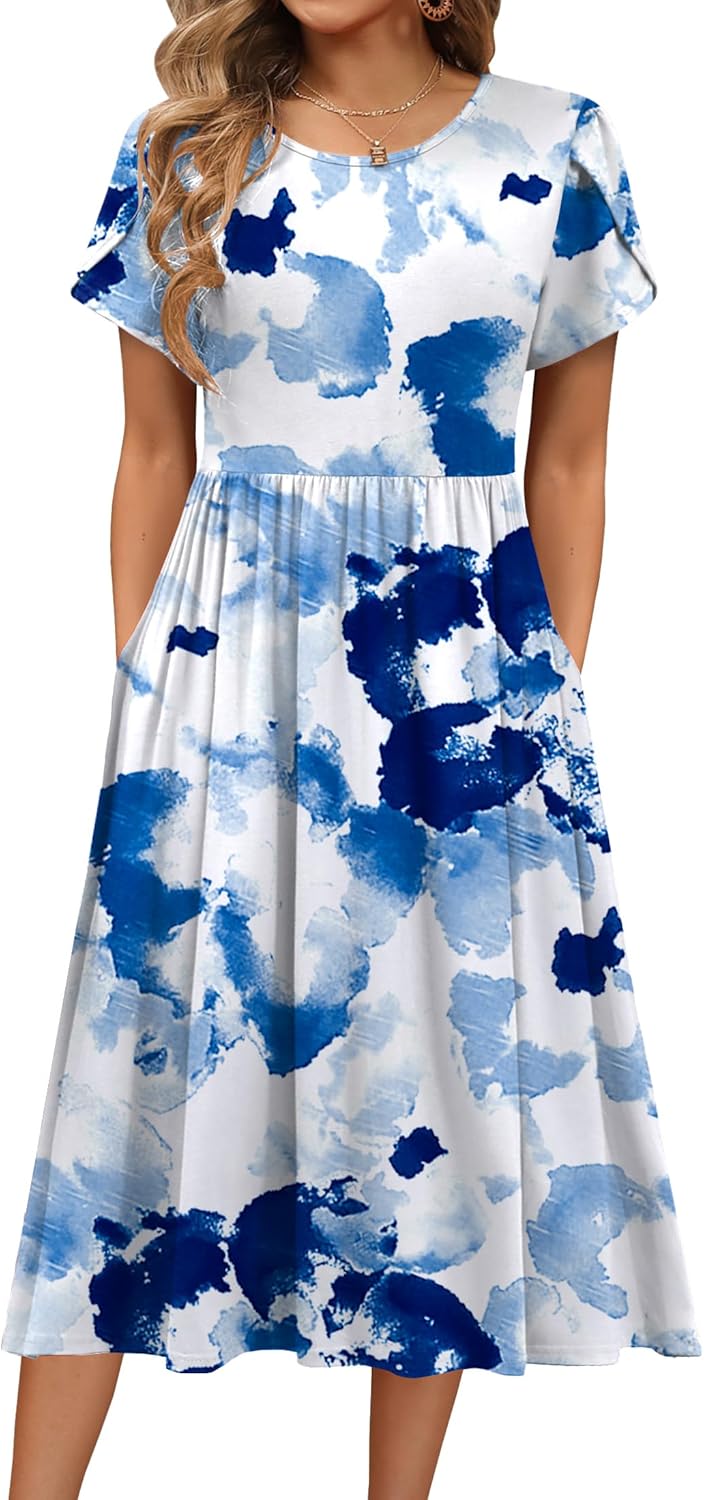 HOTOUCH Women's Summer Short Sleeve A-Line Midi Dress Review
