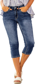 luvamia Womens Capri Jeans High Waisted Skinny Ripped Jean - Stretchy