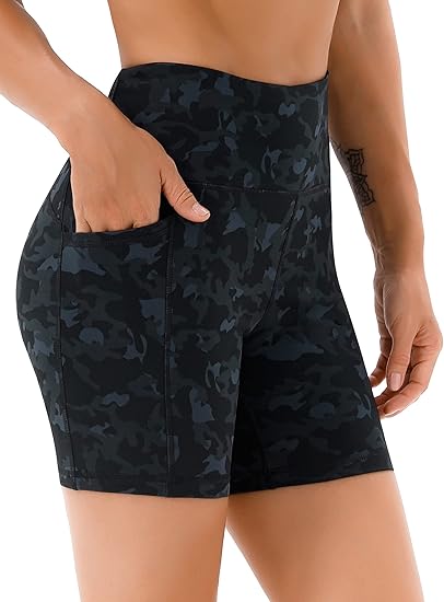 AFITNE Womens High Waist Biker Shorts with Pockets for Yoga