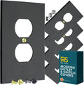 Modern Metal Matte Black Wall Outlet Cover - Midsize 5-Pack