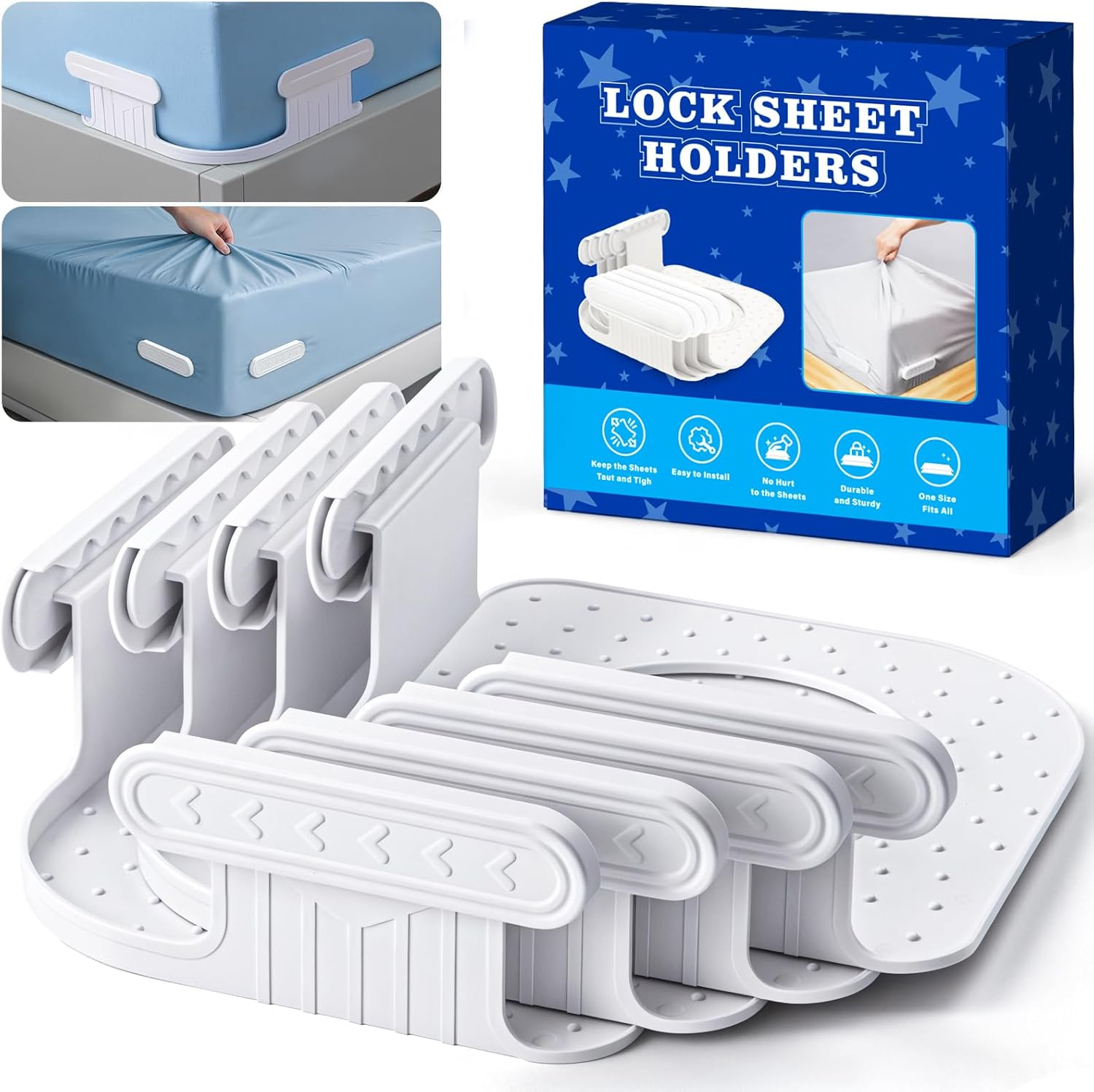 Bed Sheet Holders for Corners Keep Sheets Firm & Tight