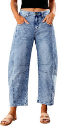 Barrel Jeans for Women High Waisted Wide Leg Cropped - Relaxed Fit