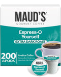 Maud's Espresso Coffee Pods 200 ct Dark Roast - Bold Cafe Flavor