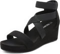 Womens Elastic Ankle Strap Open Toe Platform Wedge Sandals DREAM