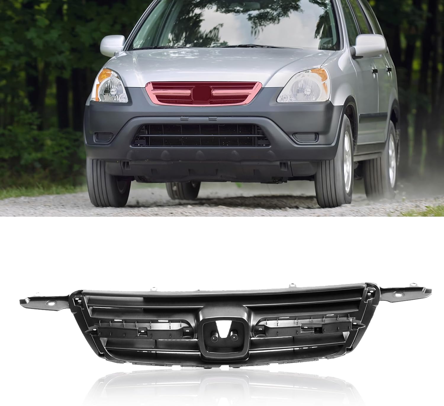 CarPartsDepot Front Dark Gray Grille for 2002-2004 Honda CR-V
