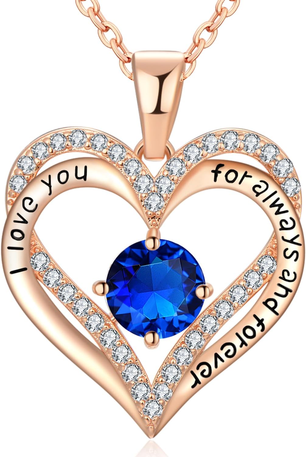 18K Rose Gold Heart Necklace for Women Birthday Gifts Jewelry