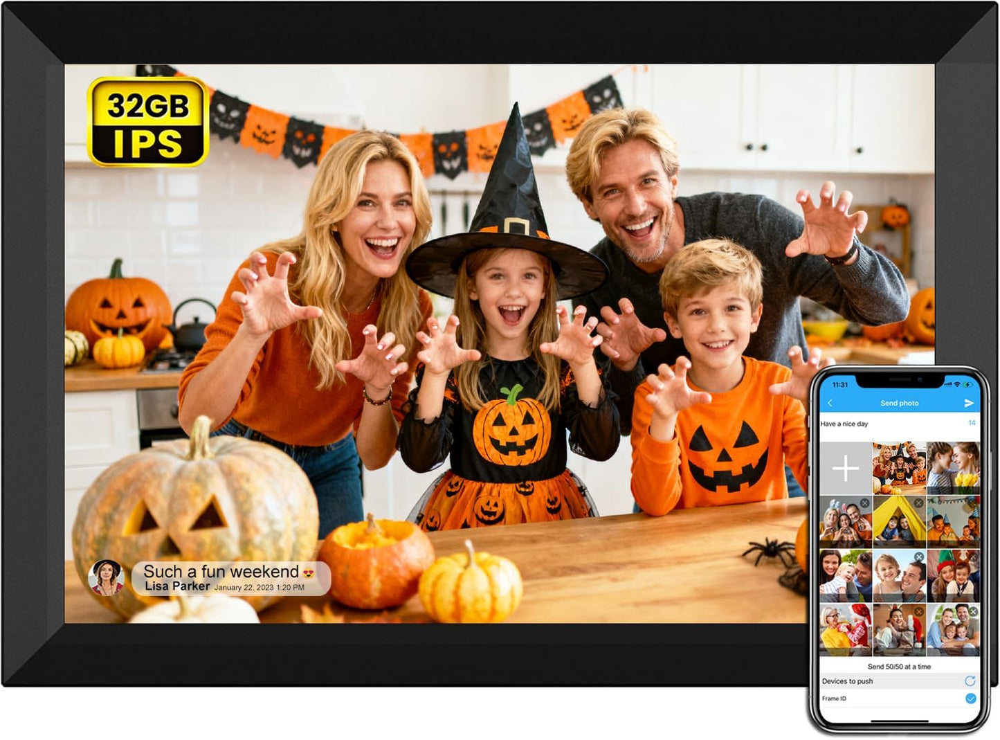 SSAWIFIFRAME 10.1 inch WiFi Digital Photo Frame with Touch Screen