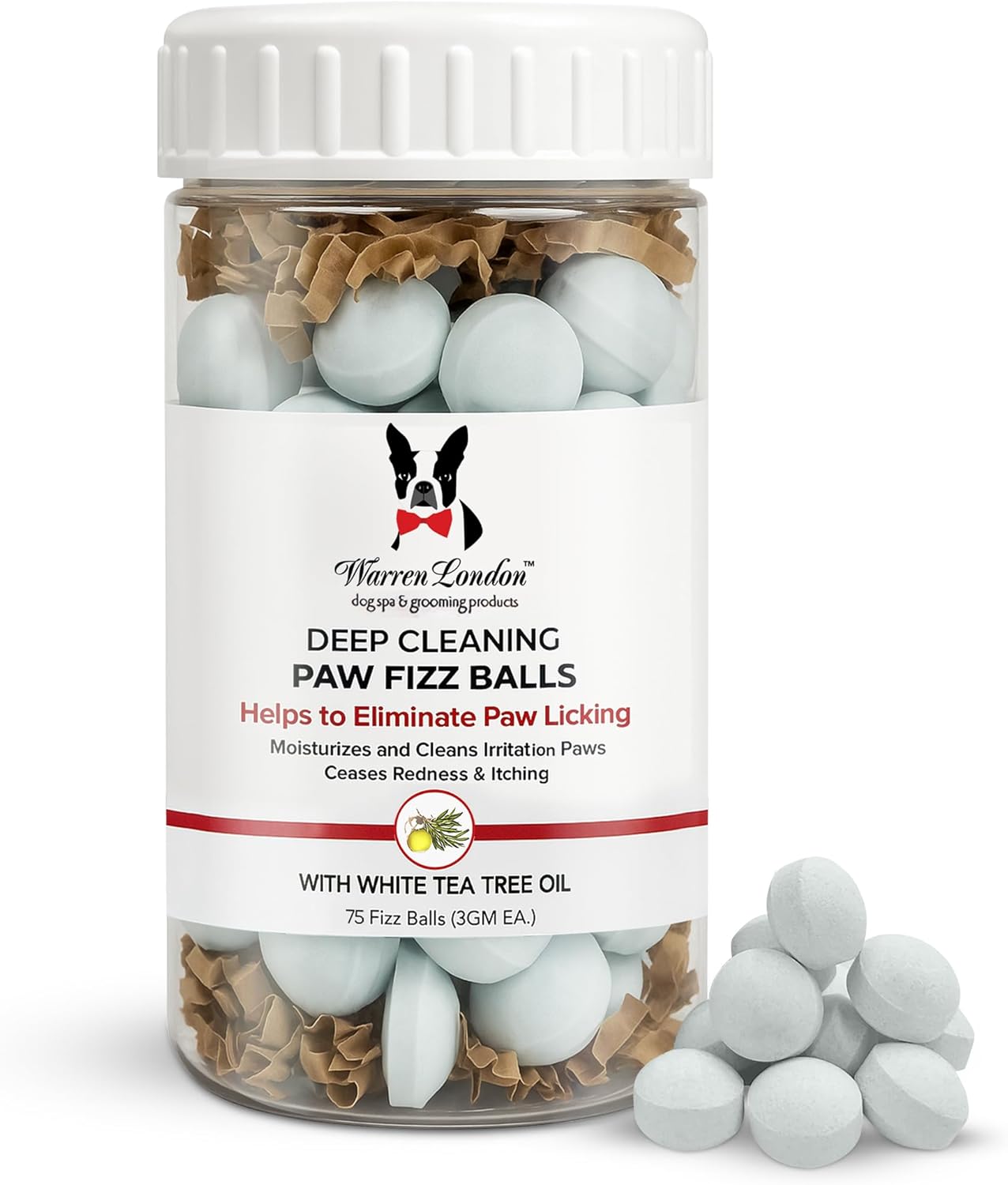Warren London Deep Cleaning Paw Soak for Dogs - 75 Count Fizz Balls