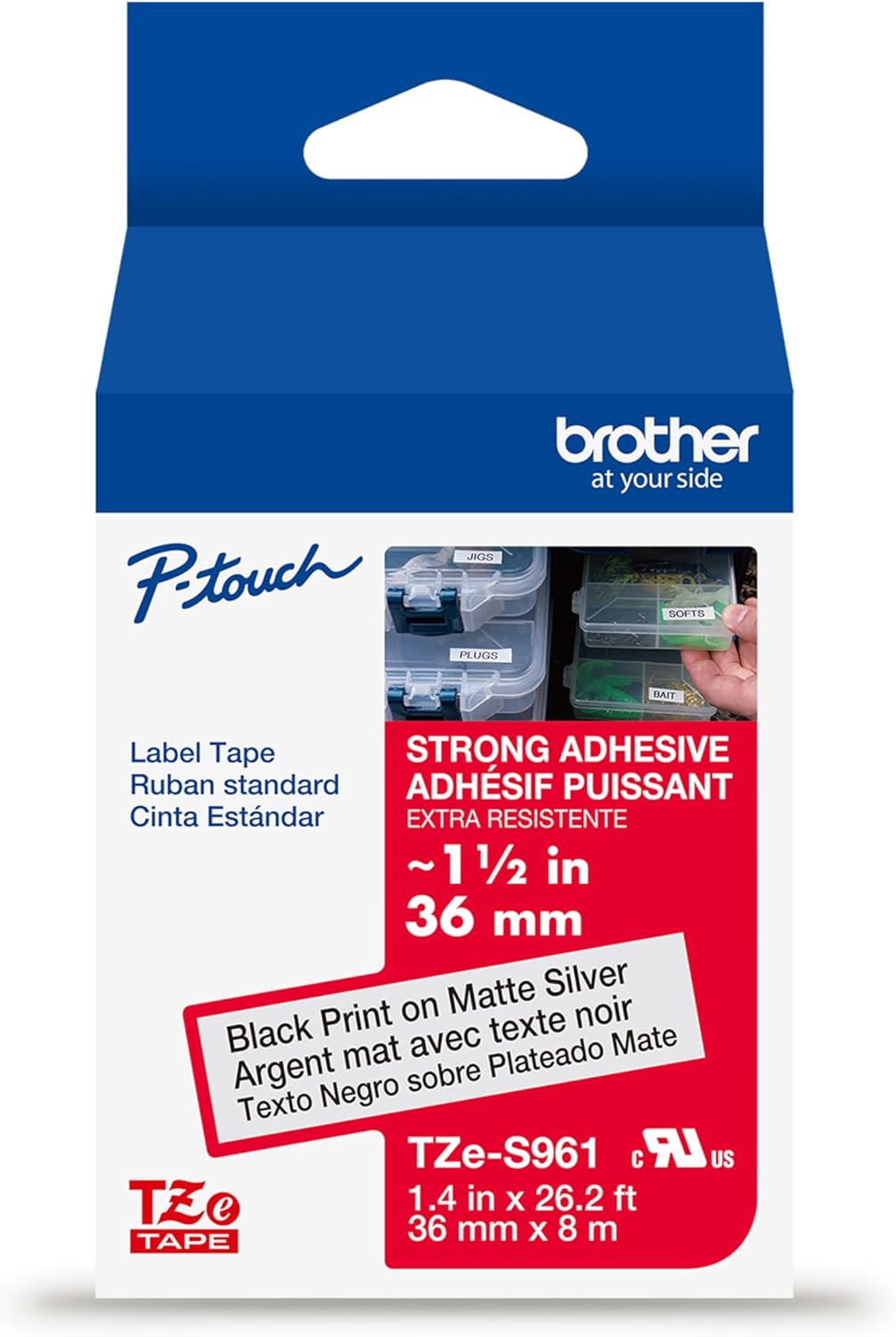 Brother P-Touch TZe Black Print on Matte Silver Label Tape
