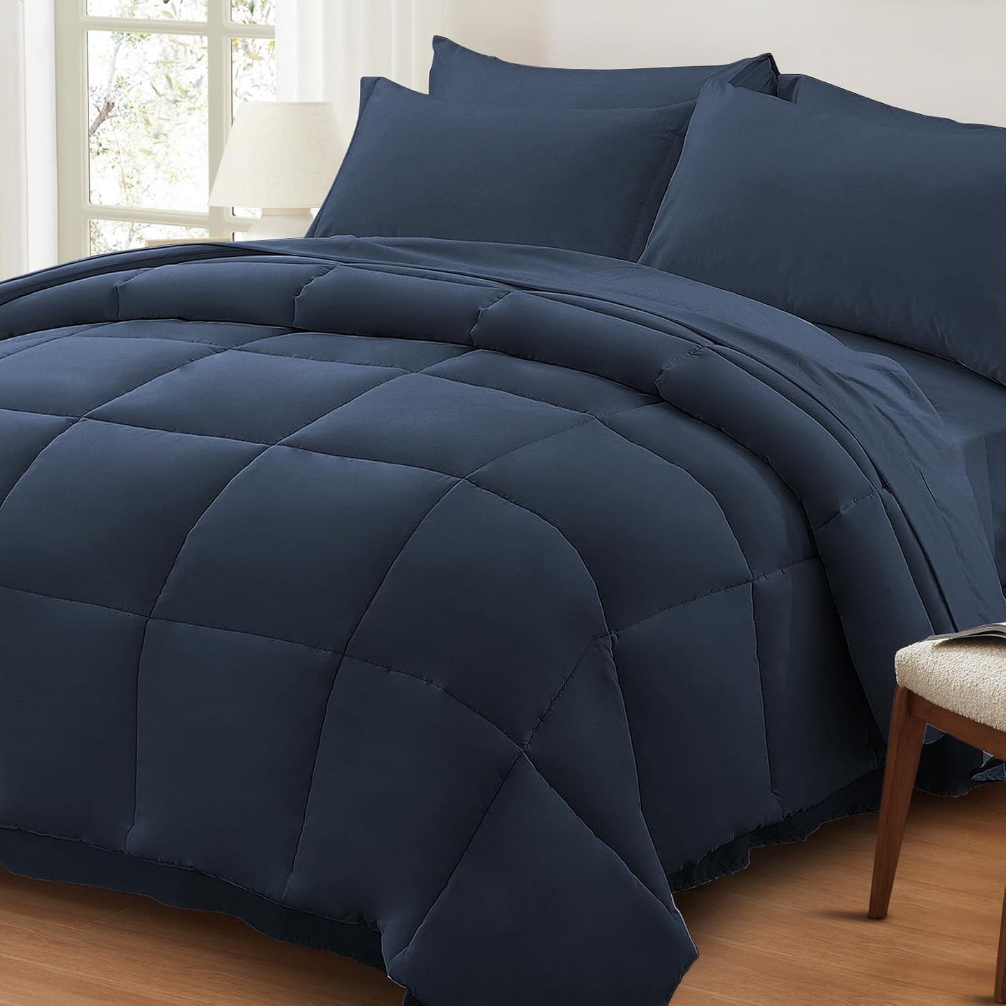 Anluoer Queen Size Bed in a Bag 7 Pieces Comforter Set