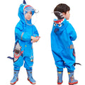 Toddler Boys Rain Suit Lightweight Waterproof Coveralls Shark Hoodie