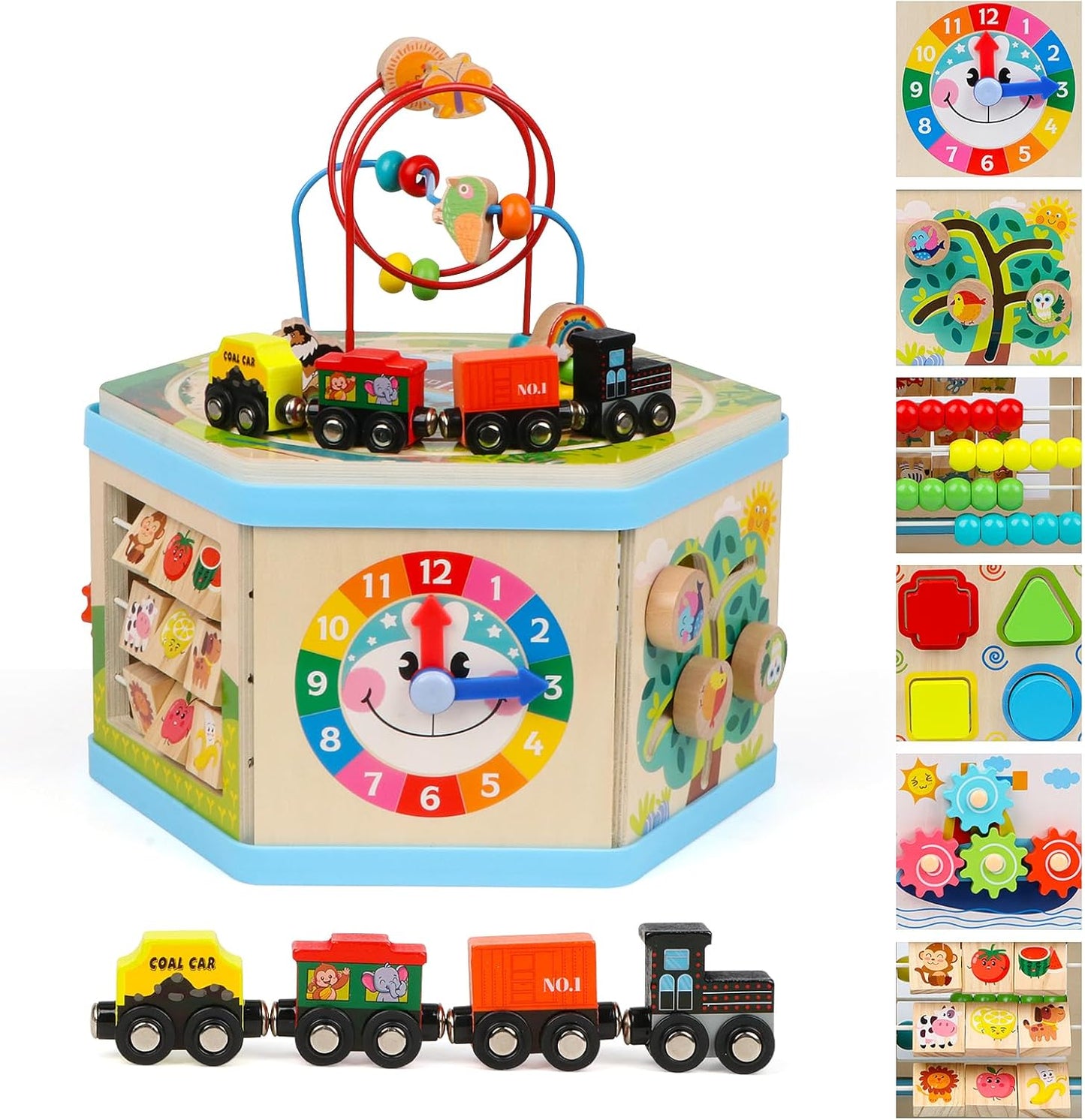 Wooden Activity Cube 9-in-1 Educational Learning Toy for Toddlers