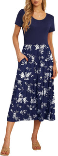 Women's Summer Casual Short Sleeve Tiered Flowy Maxi Dress