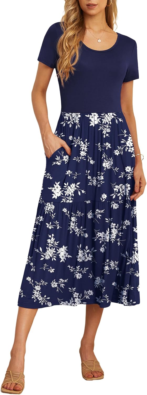 GRECERELLE Women's Summer Casual Short Sleeve Maxi Dress