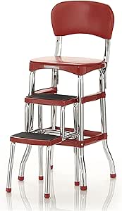 Cosco Retro Counter Chair Step Stool with Stylish Chrome Finish