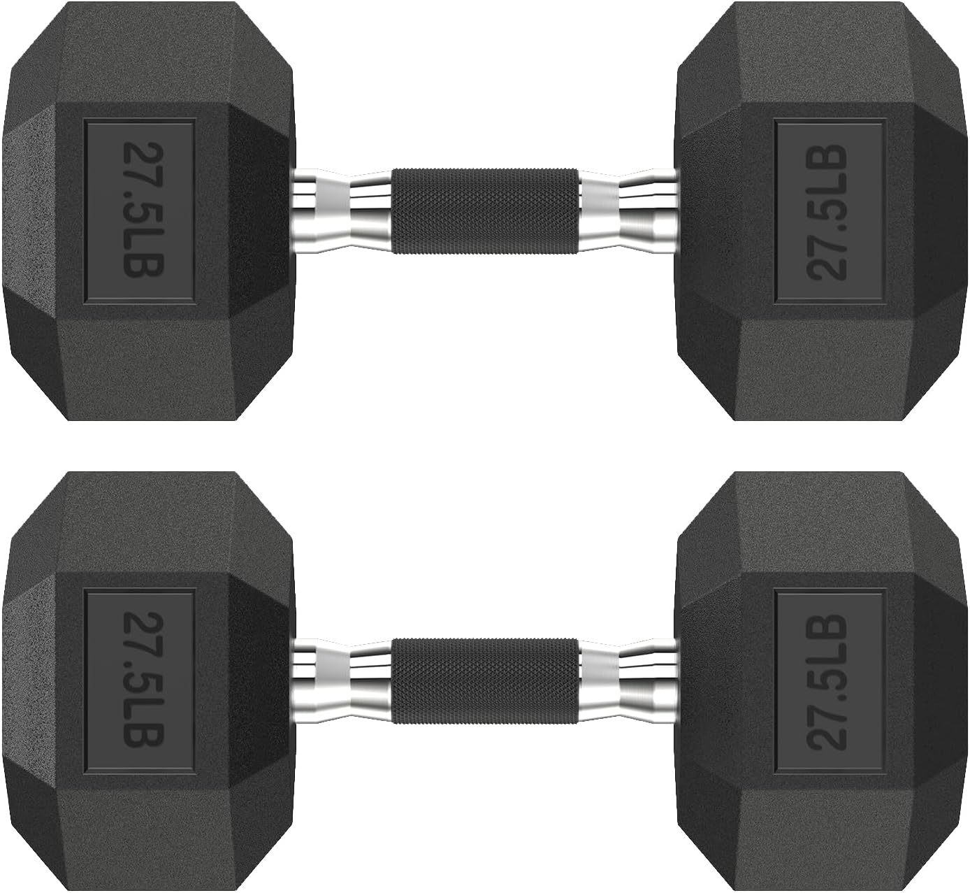 Hex Dumbbell Set for Strength Training - Durable Rubber Weights
