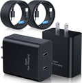 45W Samsung Super Fast Charger 2Pack Dual Port USB C - Extra Long