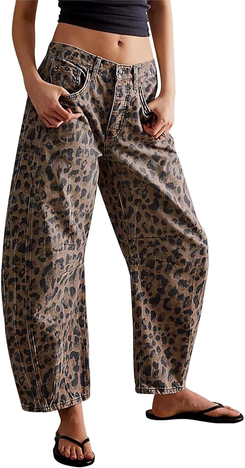 Womens Stretchy Mid Rise Barrel Jeans for Vintage Style Lovers