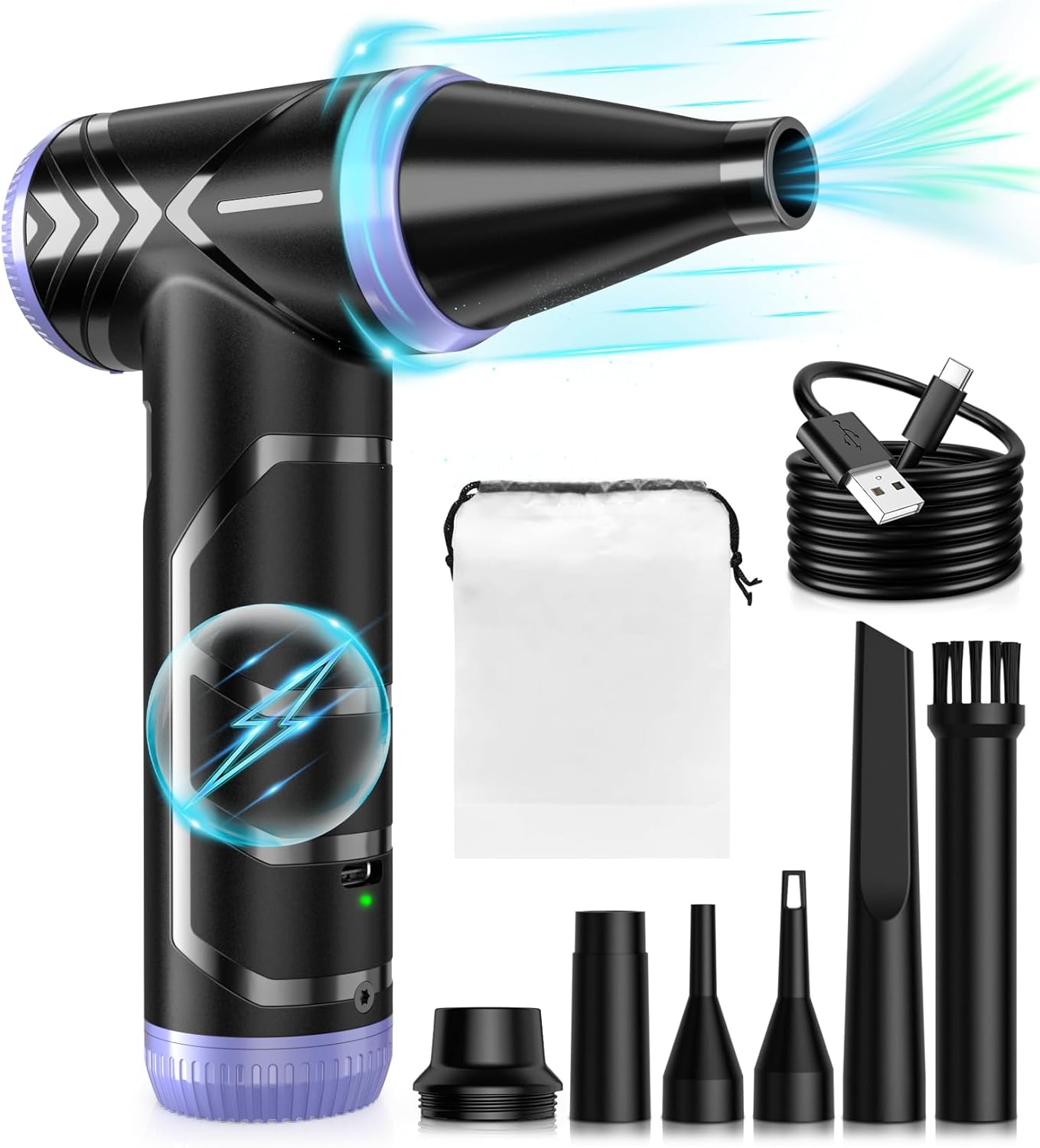 150000RPM Electric Air Duster - Deep Clean Keyboard, PC - Rechargeable - Fantasy Purple