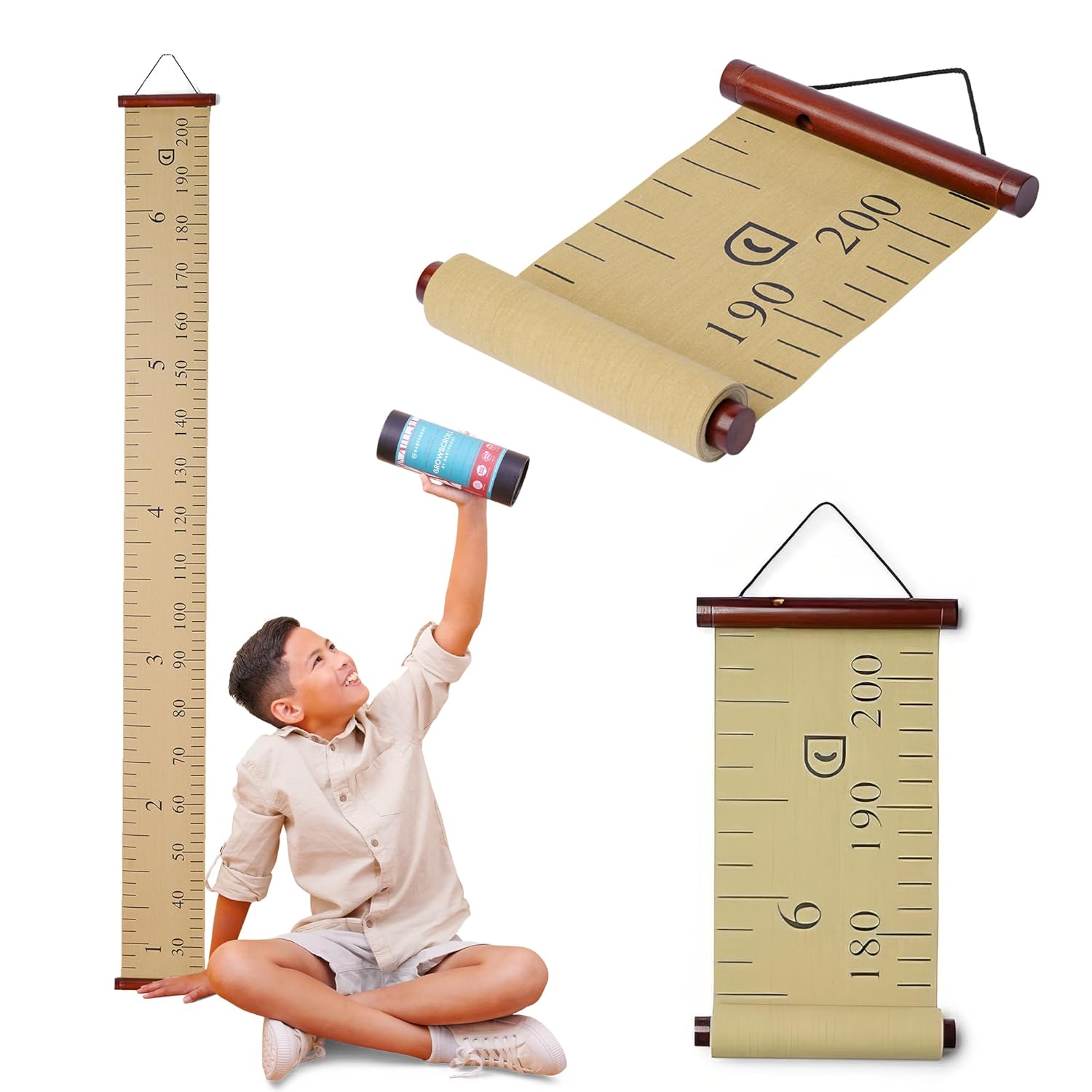 Growscroll Modern Kids Growth Chart - Unique Height Chart for Kids