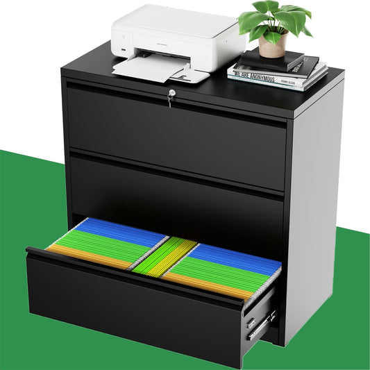 Greenvelly 3 Drawer Lateral File Cabinet for Secure Storage