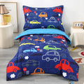 Wowelife Car Toddler Bedding Set for Boys - Blue Vehicle Design