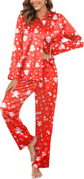 Ekouaer Classic Satin Pajamas for Women - Soft Long Sleeve Set