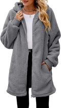Womens Oversized Sherpa Zip Up Jacket - Warm Teddy Coat