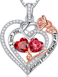 Double Birthstone Necklace for Wife - Sterling Silver Heart