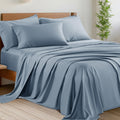 Queen Cooling Sheet Set - 6 Piece Bamboo Blend Sheets, Deep Pocket