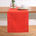 Cotton Linen Hemstitch Table Runner 14 x 108 in Poppy Red - Elegant