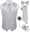 Satin Suit Vest and Tie Set for Men - Complete 8PC Formal Set
