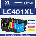 HOINKLO LC401XL Ink Cartridges for Brother Printer - High Yield 5 Pack