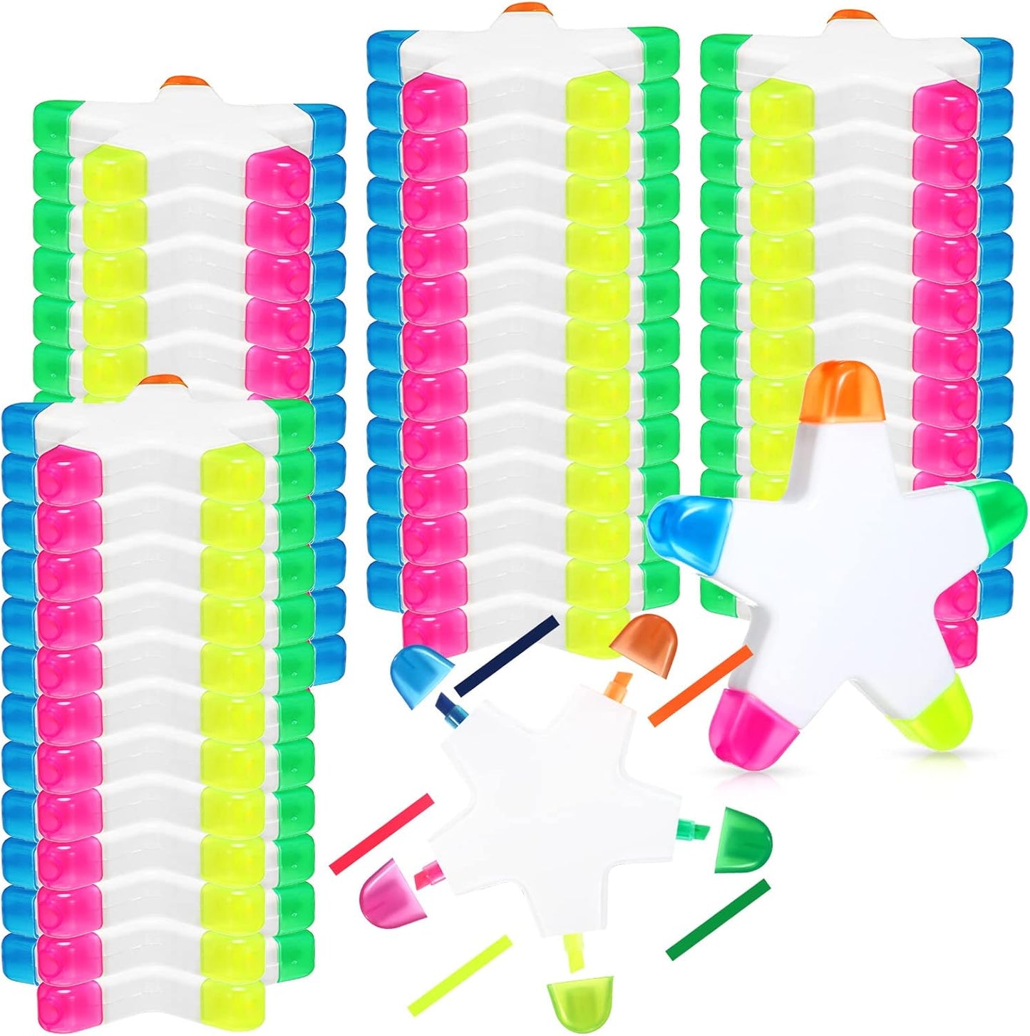 Geyee 50 Pcs Star Highlighters Assorted Colors for Fun Writing