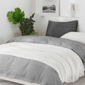 BOURINA Off White Throw Blanket 50 x 90 in - Soft Textured Sofa Throw