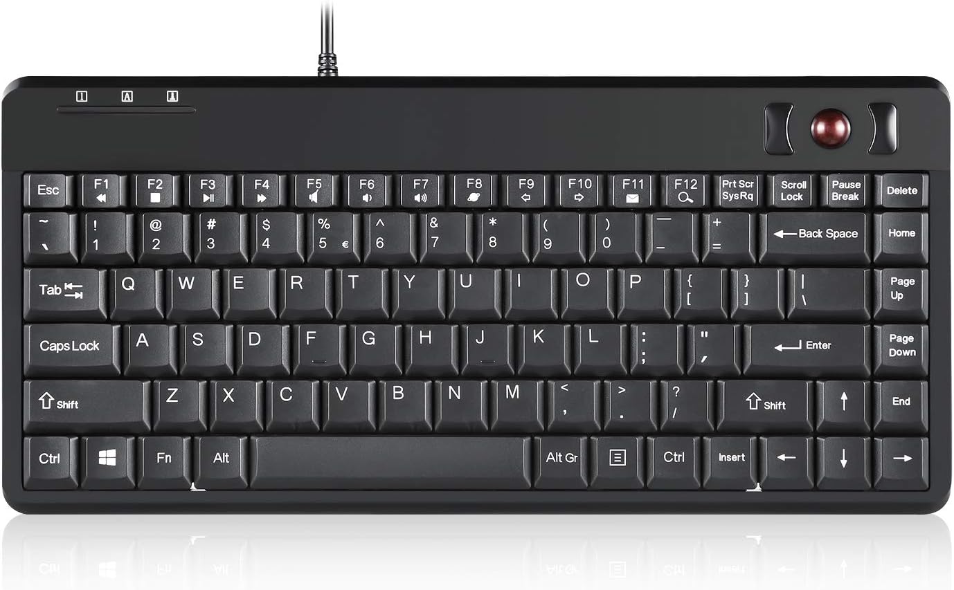 Perixx PERIBOARD-505H Wired Mini Keyboard with Trackball