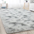 Merelax Soft Area Rug 5 x 8 ft - Plush Shaggy Tie-Dyed Grey & White