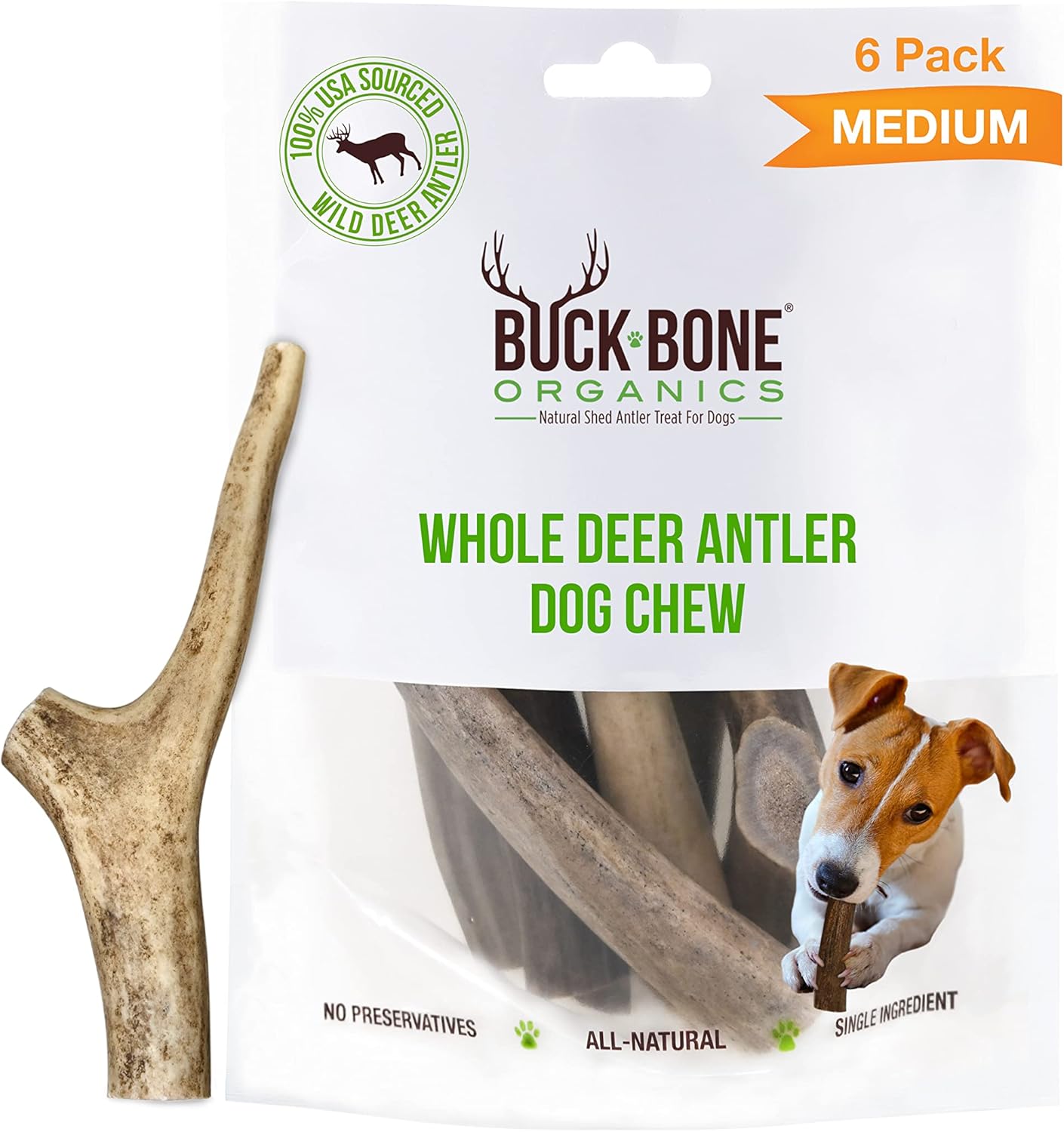 Buck Bone Organics Dog Chews - Long Lasting Natural Antlers