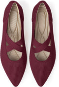 Women's Pointed Toe Knit Flats with Strap - Comfortable Dressy Ballet