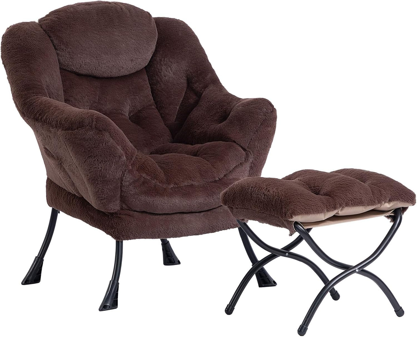 HollyHOME Fabric Lazy Chair with Ottoman for Ultimate Comfort