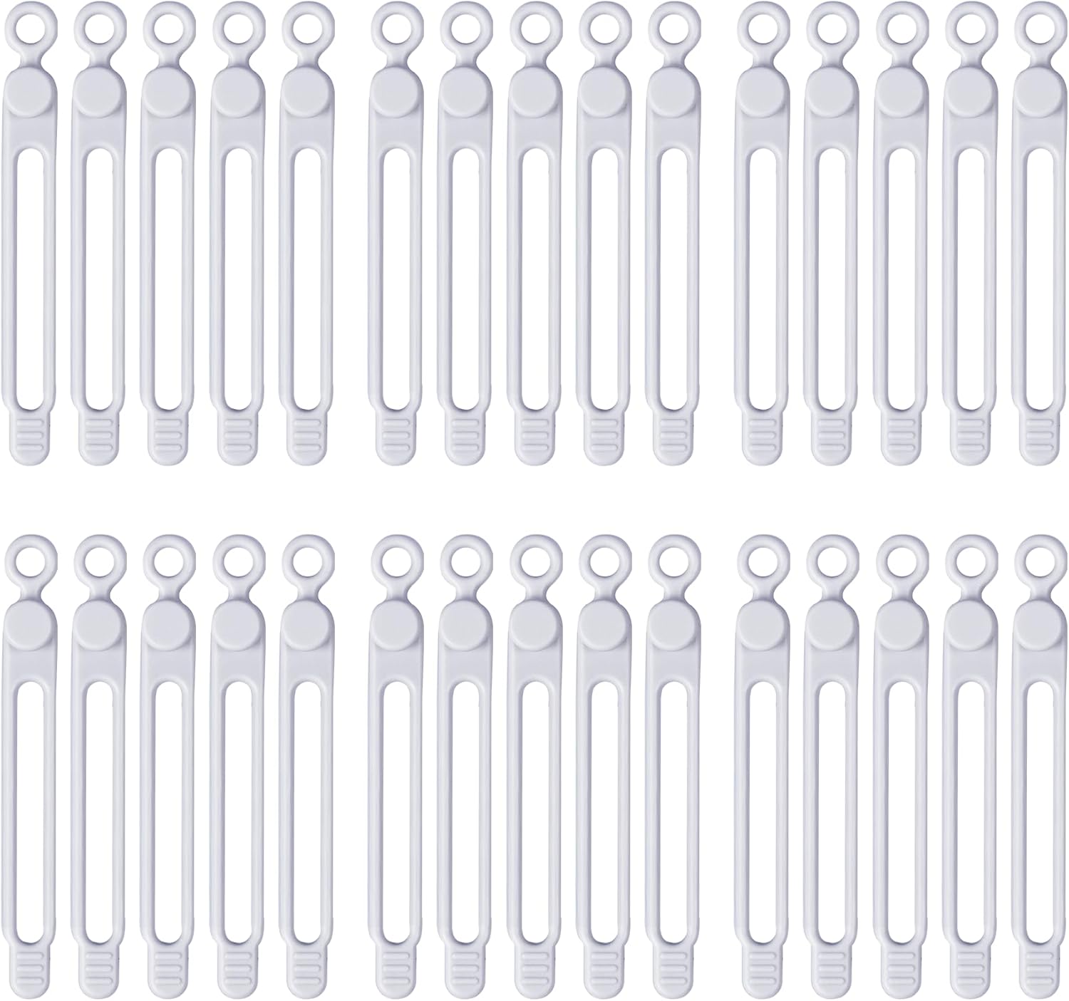 60pcs Reusable Silicone Cable Ties ~ Gray