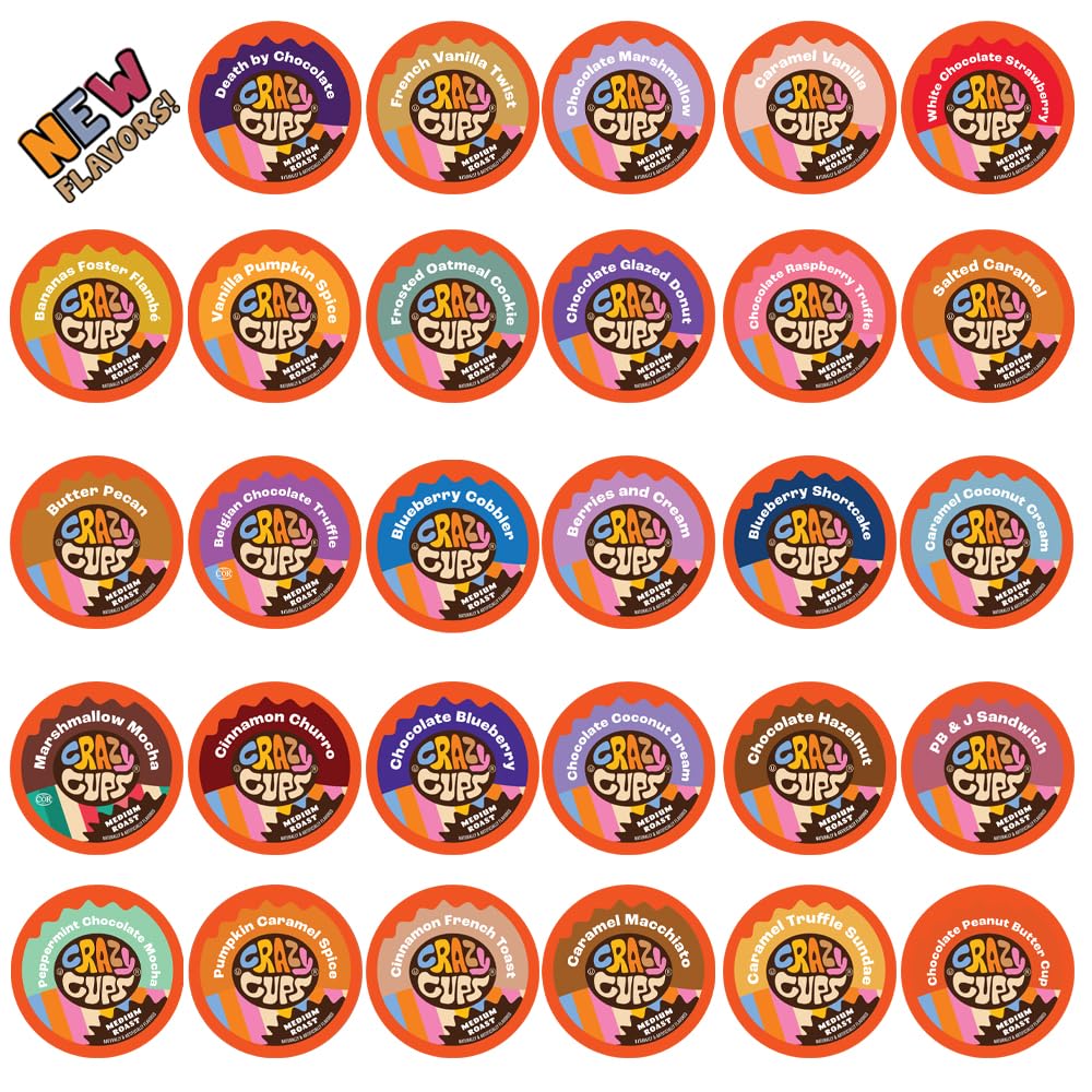 Crazy Cups Flavored Coffee Pods Variety Pack for Keurig Machines