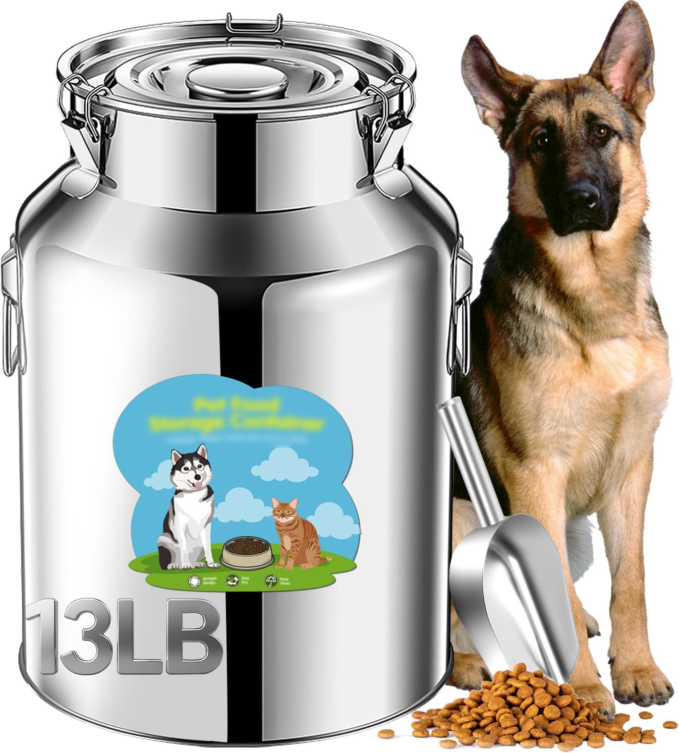 Stainless Steel Dog Food Storage Container with Airtight Lid