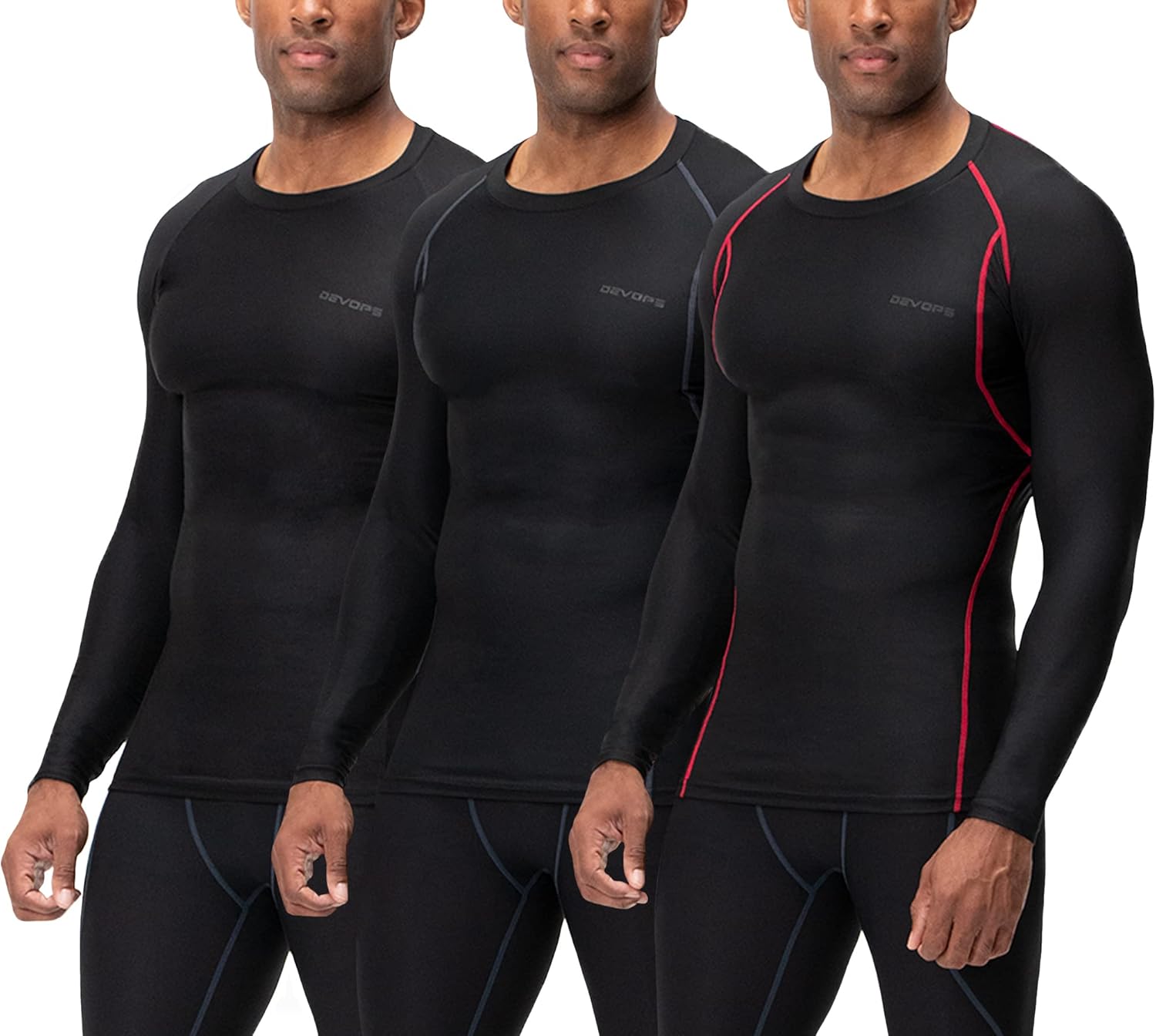 DEVOPS Men's UPF 50+ Long Sleeve Compression Shirts for Workouts