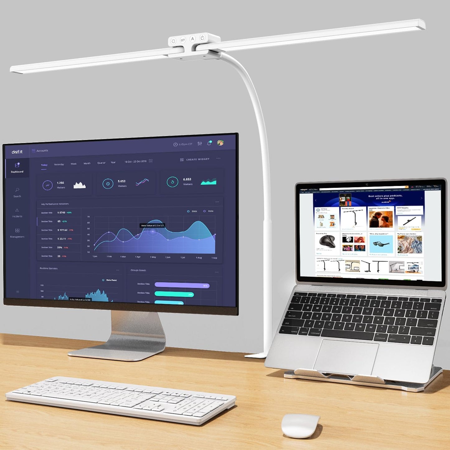 EppieBasic Double Head LED Desk Lamp - Super Bright