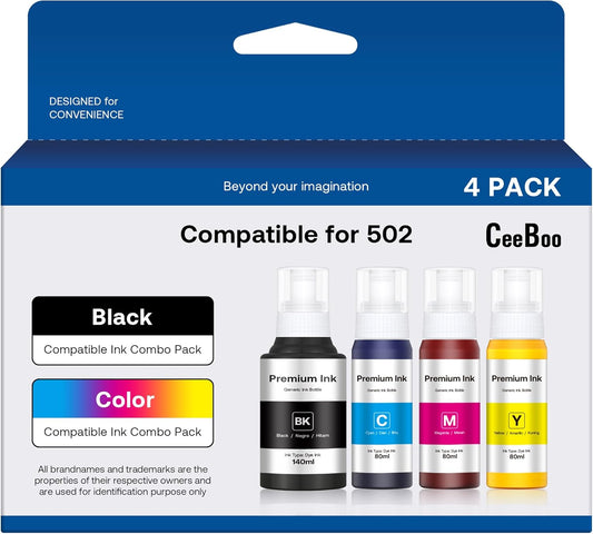 Epson 502 Ink Refill Bottles for ET Series Printers, CEEBOO